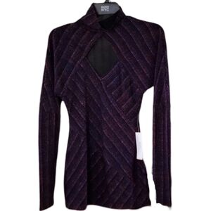 NWT Venus Multicolor Shimmer Mockneck Knit Top‎ Women's Small